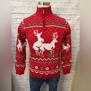 Tipsy‎ Elves Med Ugly Christmas Sweater Tacky Holiday  Naughty Novelty Deer Zip